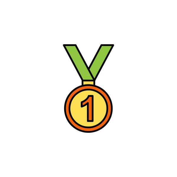 Медаль Переможець Зима Ікона Спортивного Контуру Елемент Зимової Спортивної Ілюстрації — стоковий вектор