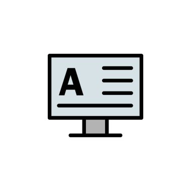 Monitör, kelime A simgesi. Beyaz arkaplan renkli simge üzerinde ağ, logo, mobil uygulama, UI, UX için kullanılabilir