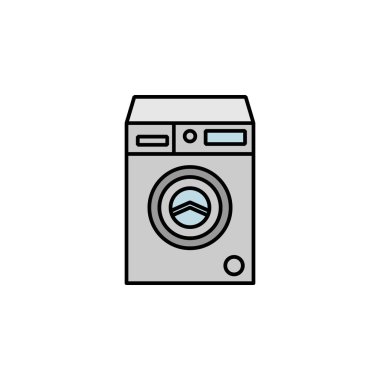 Çamaşır makinesi, beyaz arka planda çamaşır ipi simgesi. İşaretler ve semboller ağ, logo, mobil uygulama, UI, UX için kullanılabilir