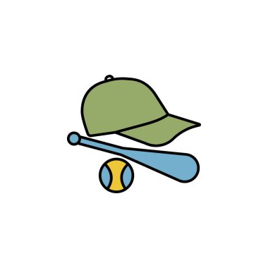 Beyzbol topu, beyaz arka planda şapka çizgisi simgesi. İşaretler ve semboller ağ, logo, mobil uygulama, UI, UX için kullanılabilir