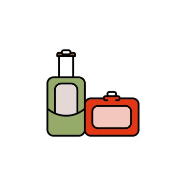 Beyaz arka planda bavul çizgisi simgesi. İşaretler ve semboller ağ, logo, mobil uygulama, UI, UX için kullanılabilir