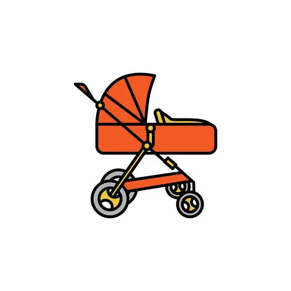 Kinderwagen Linie Symbol Auf Weißem Hintergrund Zeichen Und Symbole Können — Stockvektor