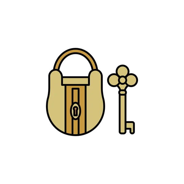 锁定和键行图标在之上白色背景 标志和符号可用于Web Logo Mobile App — 图库矢量图片