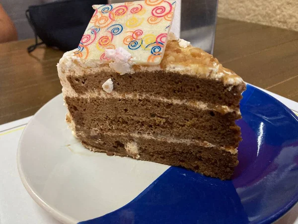Piece Homemade Cake Slice Lemon White Chocolate — Φωτογραφία Αρχείου