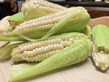 Büyük taneli taze yavru mısır. 