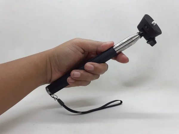 Een Kleine Zwart Grijze Action Camera Met Accessoires Witte Isolatie — Stockfoto