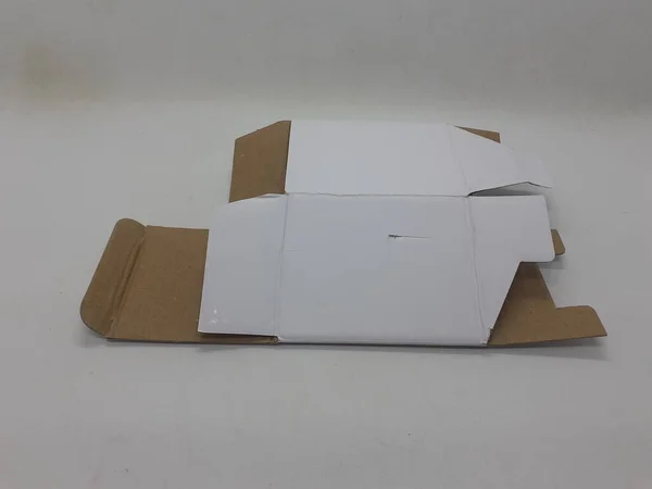 Small White Foldable Paper Boxes White Isolation Background — Stock Photo, Image