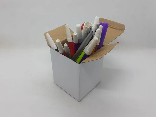 Small White Foldable Paper Boxes White Isolation Background — Stock Photo, Image
