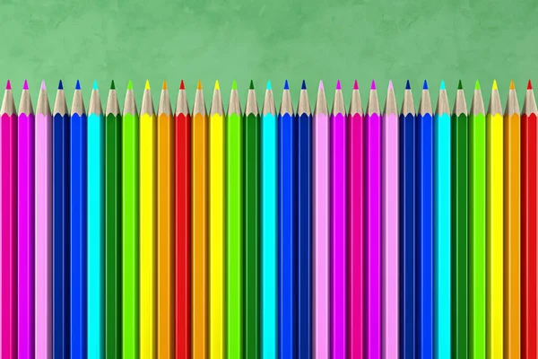 Ready School Concept Pencils Rainbow Colors Blackboard Background — 图库照片