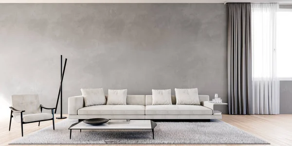 Design Interiores Moderno Sala Estar Mobiliário Italiano Branco Com Fundo — Fotografia de Stock