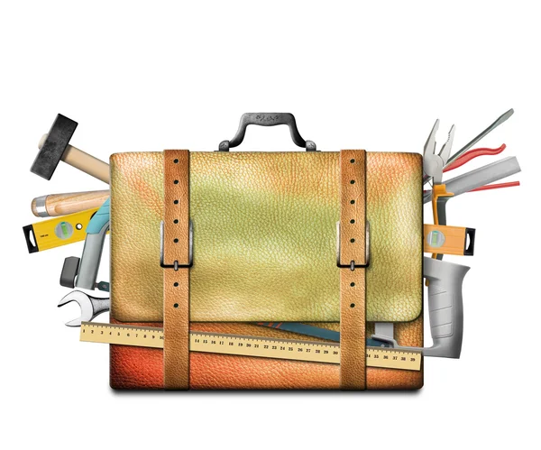 Briefcase and tool — Stock Photo, Image