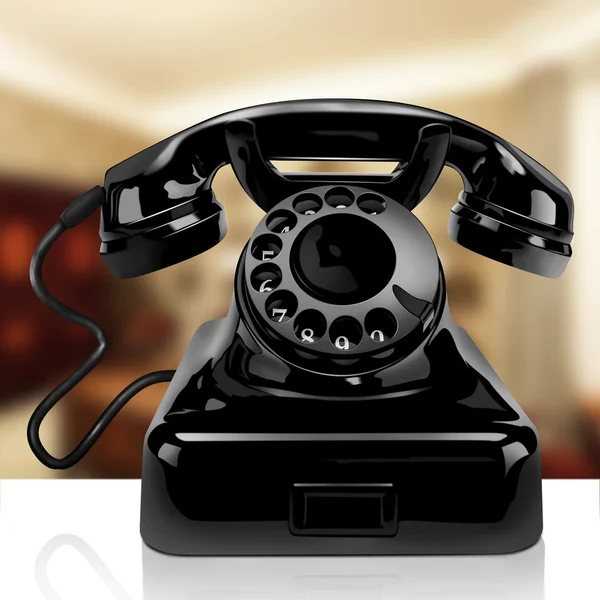 Black vintage telephone on a white background — Stock Photo, Image