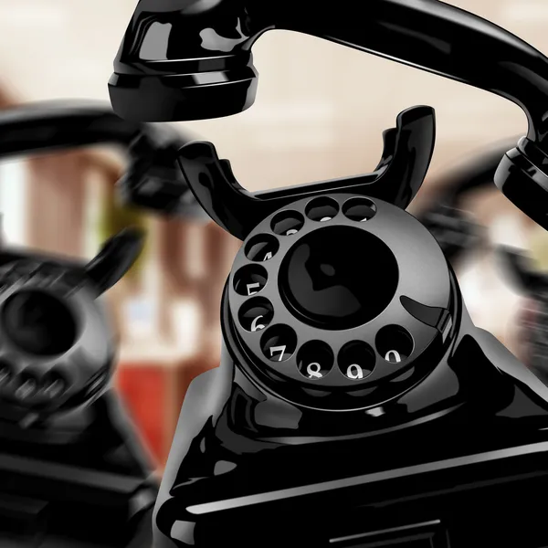 Black vintage telephone on a white background — Stock Photo, Image