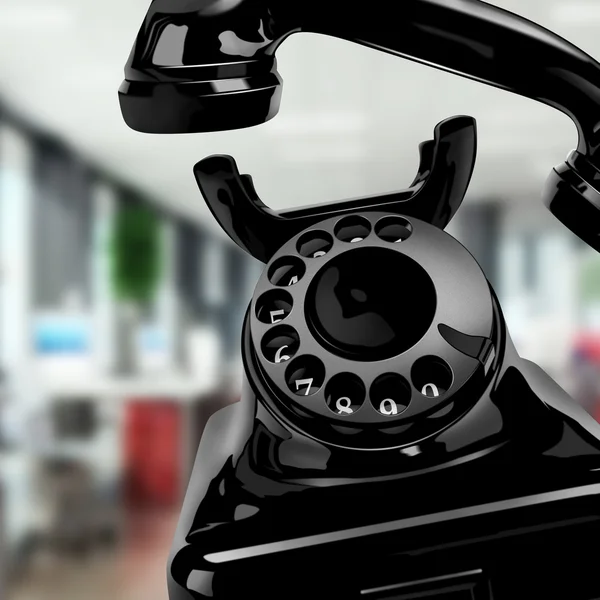 Black vintage telephone on a white background — Stock Photo, Image