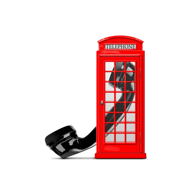 Красная телефонная будка с телефоном — стоковое фото