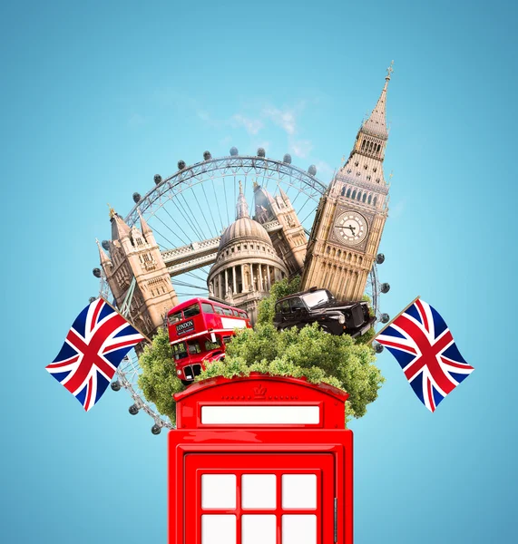 Londýn, Británie, turistické koláž — Stock fotografie
