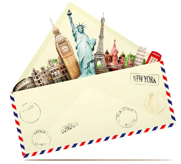Travel and envelope — Stock Photo, Image