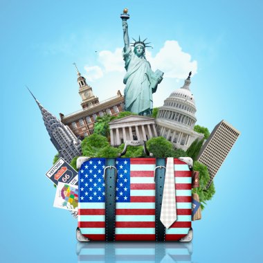 USA, landmarks USA, suitcase and New York