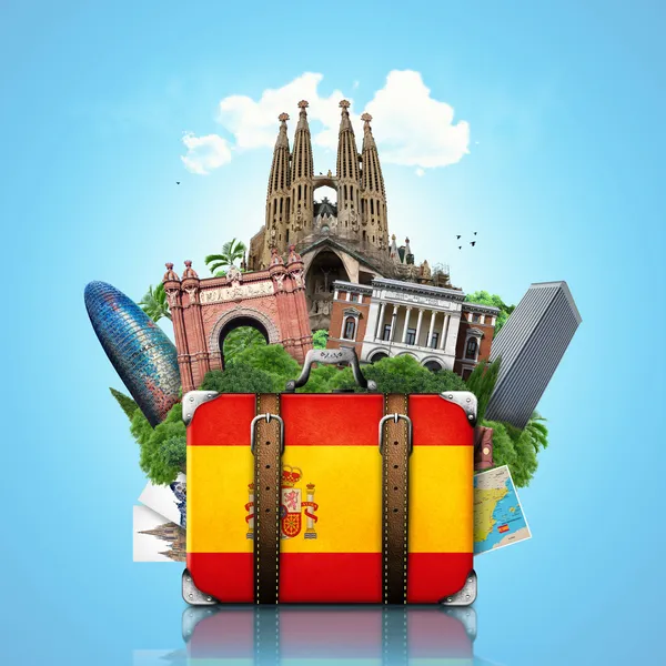 西班牙，地标马德里和巴塞罗那，旅行 免版税图库图片