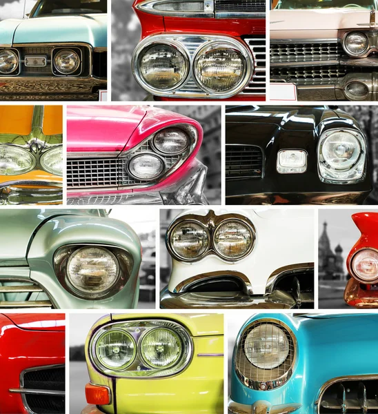 Coches clásicos, collage de automóvil retro —  Fotos de Stock
