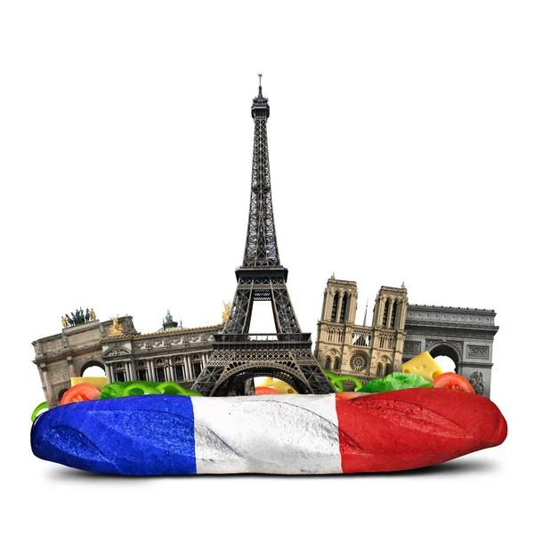 Paris landmärken, fransk baguette — Stockfoto