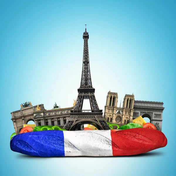 Paris landmärken, fransk baguette Stockbild