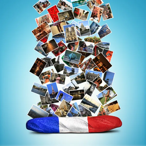 Γαλλική μπαγκέτα και κάρτες Royalty Free Εικόνες Αρχείου