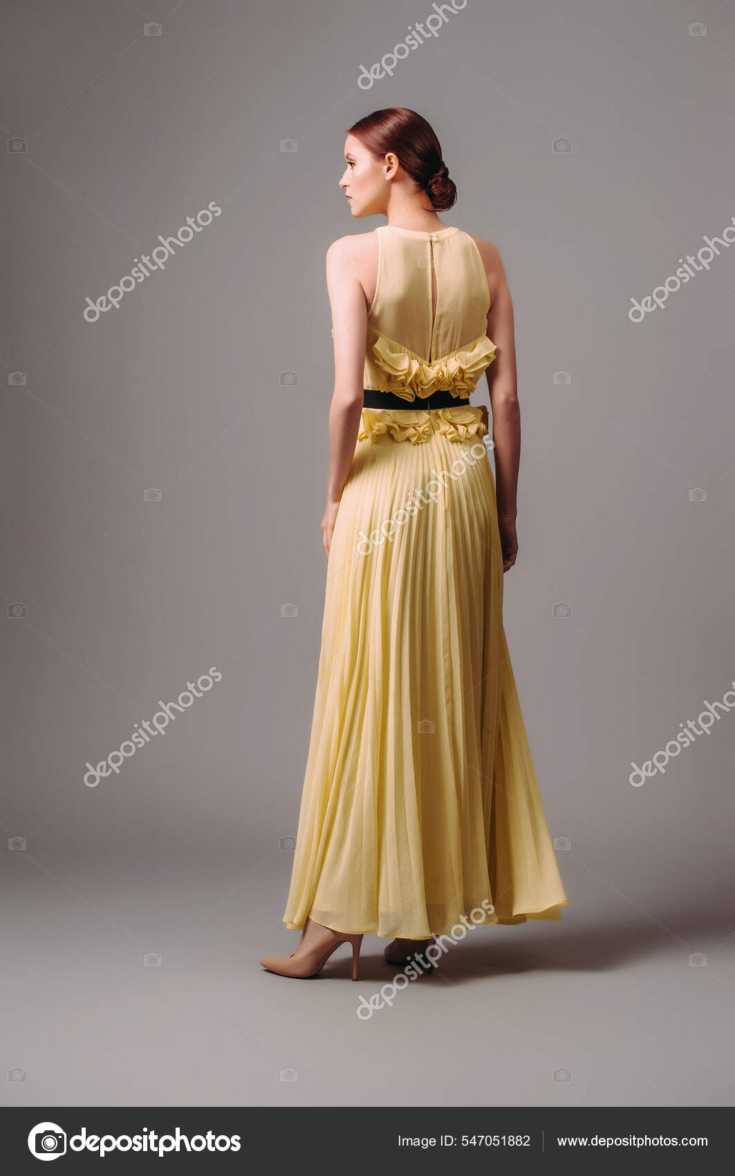 003 Yellow Ball Gown with Black & Yellow Ribbons Size M – Fashions for  Furry Friends