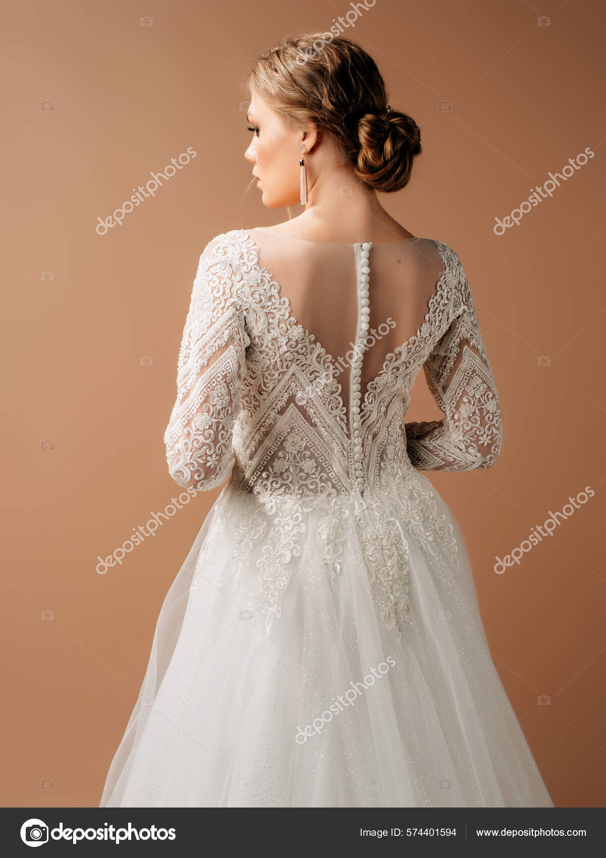 Luxo Brilhante Vestido Noiva Renda Ver o Sem Costas Vestido Noiva