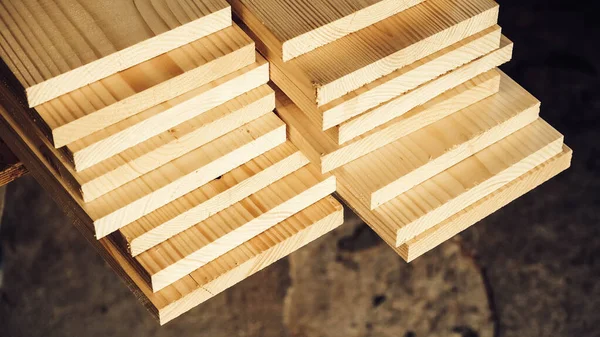 Stacked Wooden Carpentry Boards Natural Wood Woodworking Industry — ストック写真