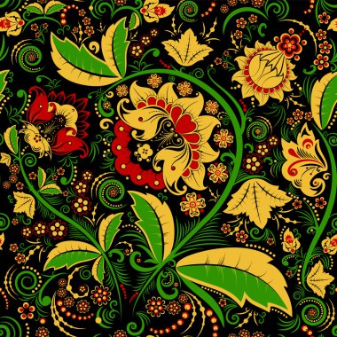Seamless hohloma floral pattern clipart