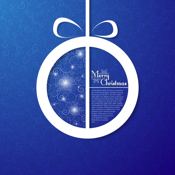 Christmas ball on decorative blue background — Stock Vector