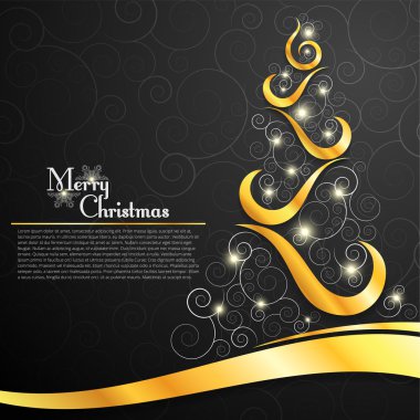 Dekoratif siyah arka plan üzerinde Noel ağacı