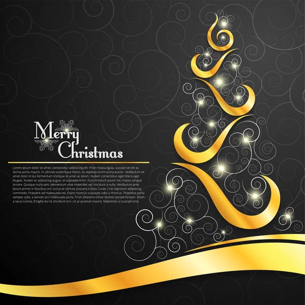 Christmas tree on decorative black background — Stock Vector