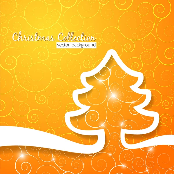 Christmas tree on decorative sunny background — Stock Vector