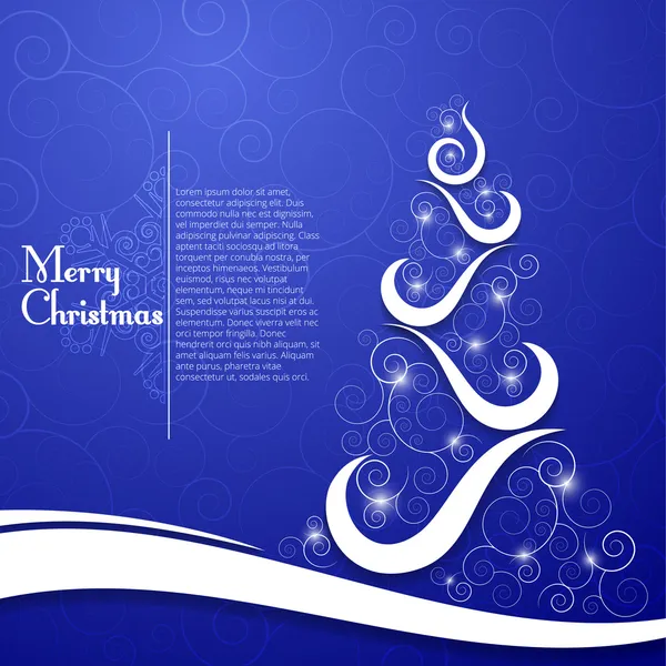 Árbol de Navidad sobre fondo azul decorativo Ilustraciones de stock libres de derechos