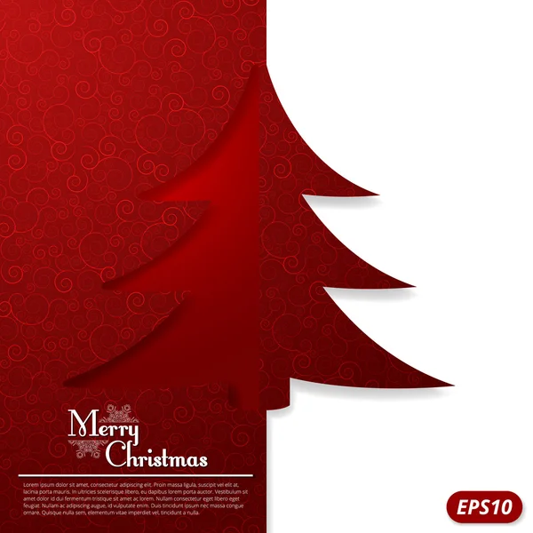 Christmas card with a carved Christmas tree — Stock Vector