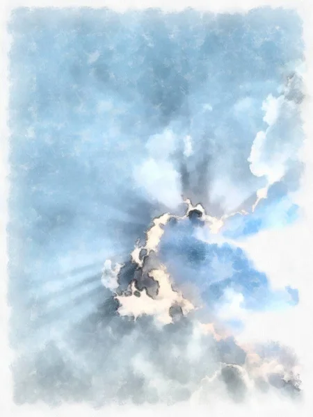 Небо Облаками Стиле Акварели — стоковое фото