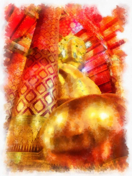 Tayland suluboya tarzının antik mimarisi empresyonist resim.