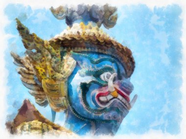 Bangkok Grand Palace suluboya resim ressamı.