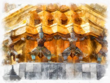 Bangkok Grand Palace suluboya resim ressamı.