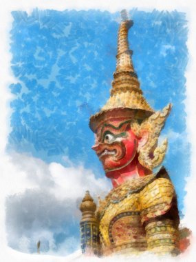 Bangkok Grand Palace suluboya resim ressamı.