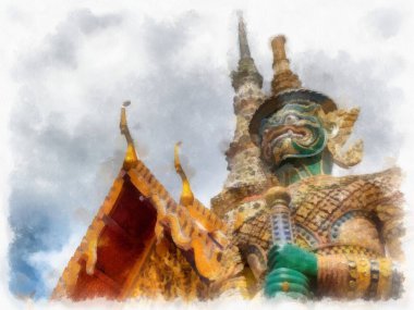 Bangkok Grand Palace suluboya resim ressamı.