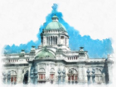 Ananta Samakhom Taht Salonu suluboya resim ressamı.