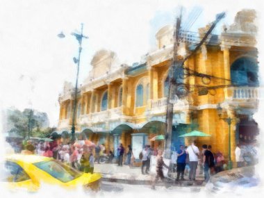 Avrupa Mimari İllüstrasyonu suluboya stili illüstrasyon ressamı.