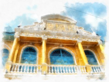 Avrupa Mimari İllüstrasyonu suluboya stili illüstrasyon ressamı.