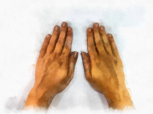 Mão Masculina Aquarela Estilo Ilustração Impressionista Pintura — Fotografia de Stock