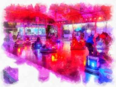 Lunapark suluboya resim çiziyor..