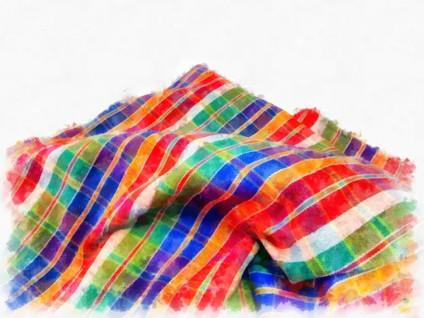 Plaid Een Witte Achtergrond Aquarel Stijl Illustratie Impressionistische Schilderij — Stockfoto