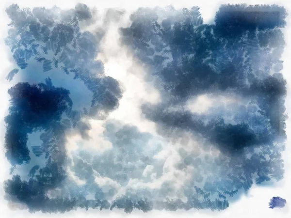 Cielo Nublado Sol Acuarela Estilo Ilustración Pintura Impresionista — Foto de Stock